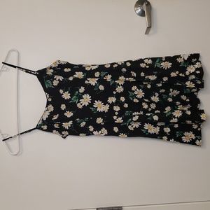 Black & White Daisy Floral Printed Mini Slip Dress